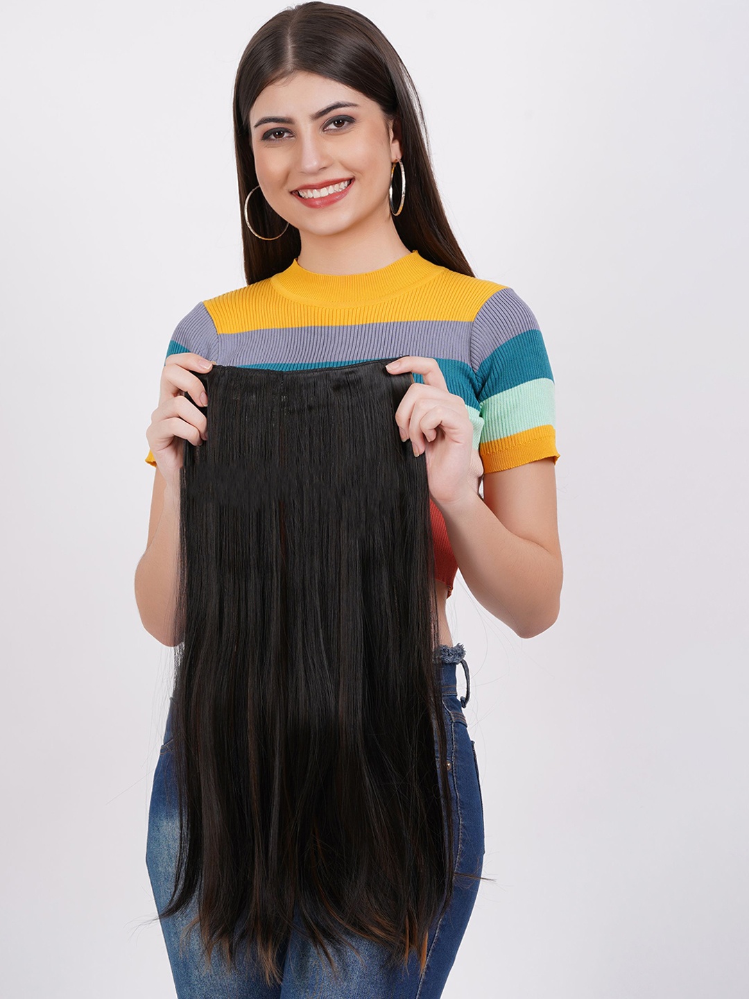 

camola deva Halo Straight Scalp Topper Hair Extension- Highlight- 28 Inch, Brown