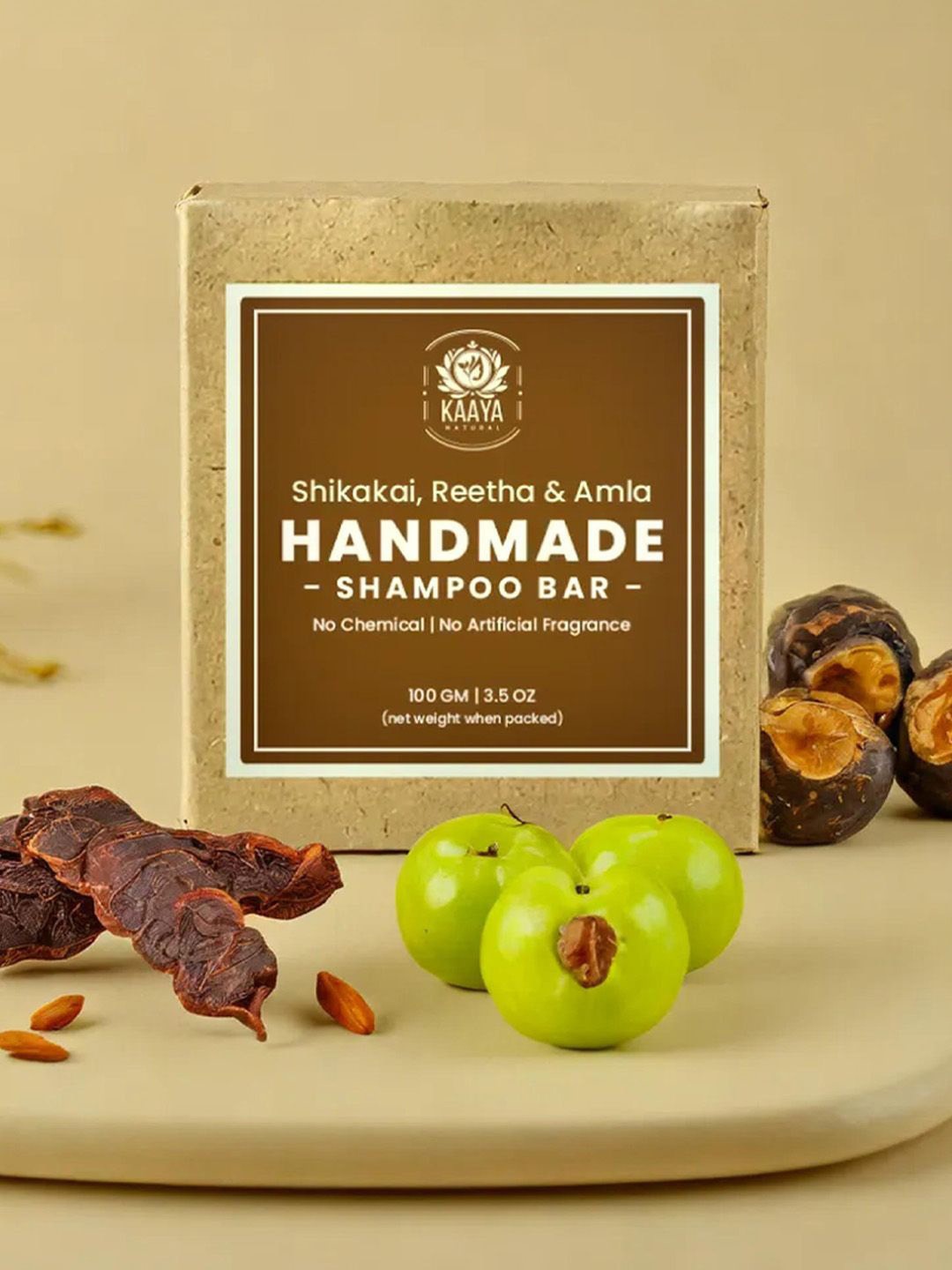 

Kaaya Natural Set Of 2 Shikakai, Reetha & Amla Shampoo Bar - 100g Each, Brown