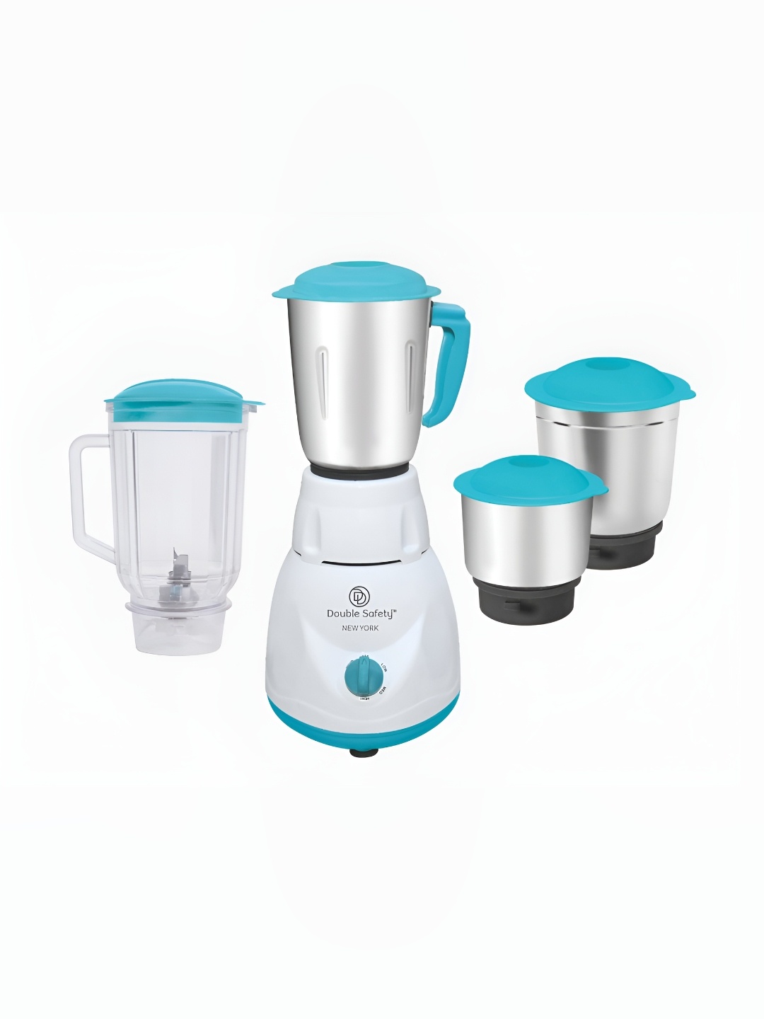 

Double Safety New York White & Green Glass Wet And Dry Mixer Grinder With 4 Jar