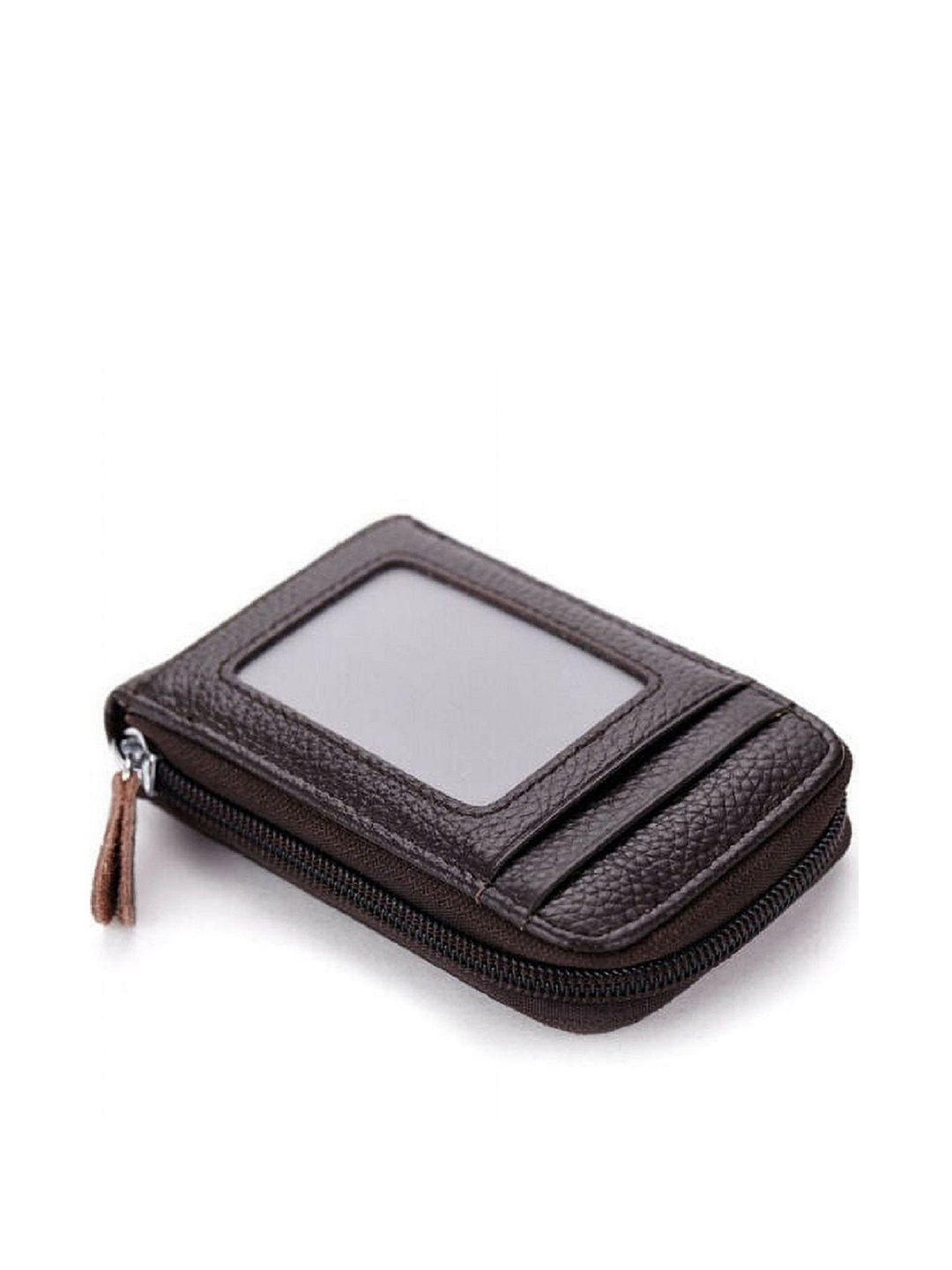 

WATCHSTAR Men Zip Detail Leather Card Holder, Black