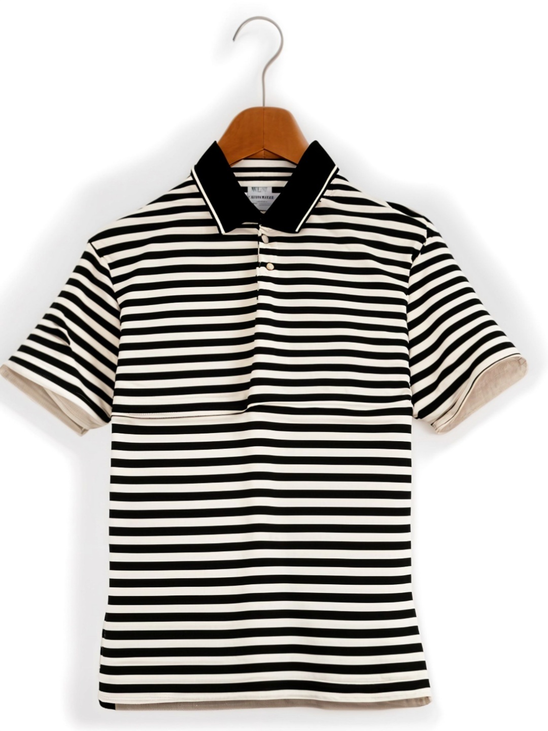 

MACK JONNEY Men Regular Fit Striped Polo Collar Cotton T-shirt, Black