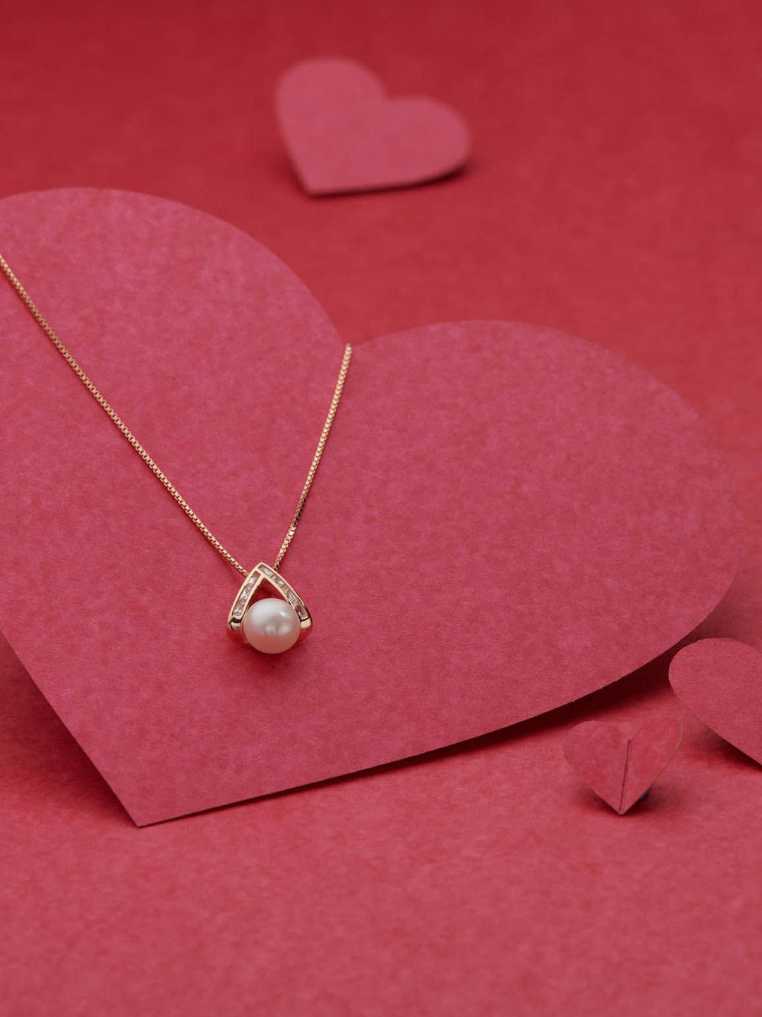 

Gargi by P. N. Gadgil & Sons 925 Sterling Silver Artificial Stone Studded Minimal Necklace, Gold