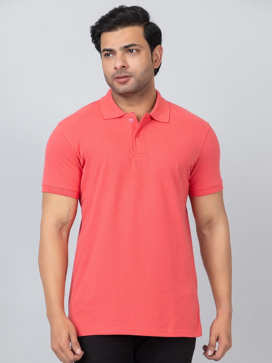 

PYRO SPIRIT Men Solid Polo Collar Cotton T-shirt, Pink
