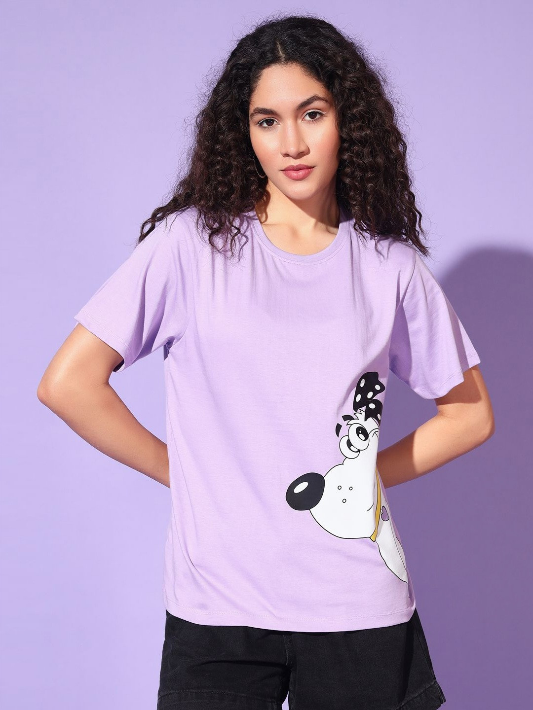 

The Dry State Women Graphic Printed Round Neck Cotton T-shirt, Purple
