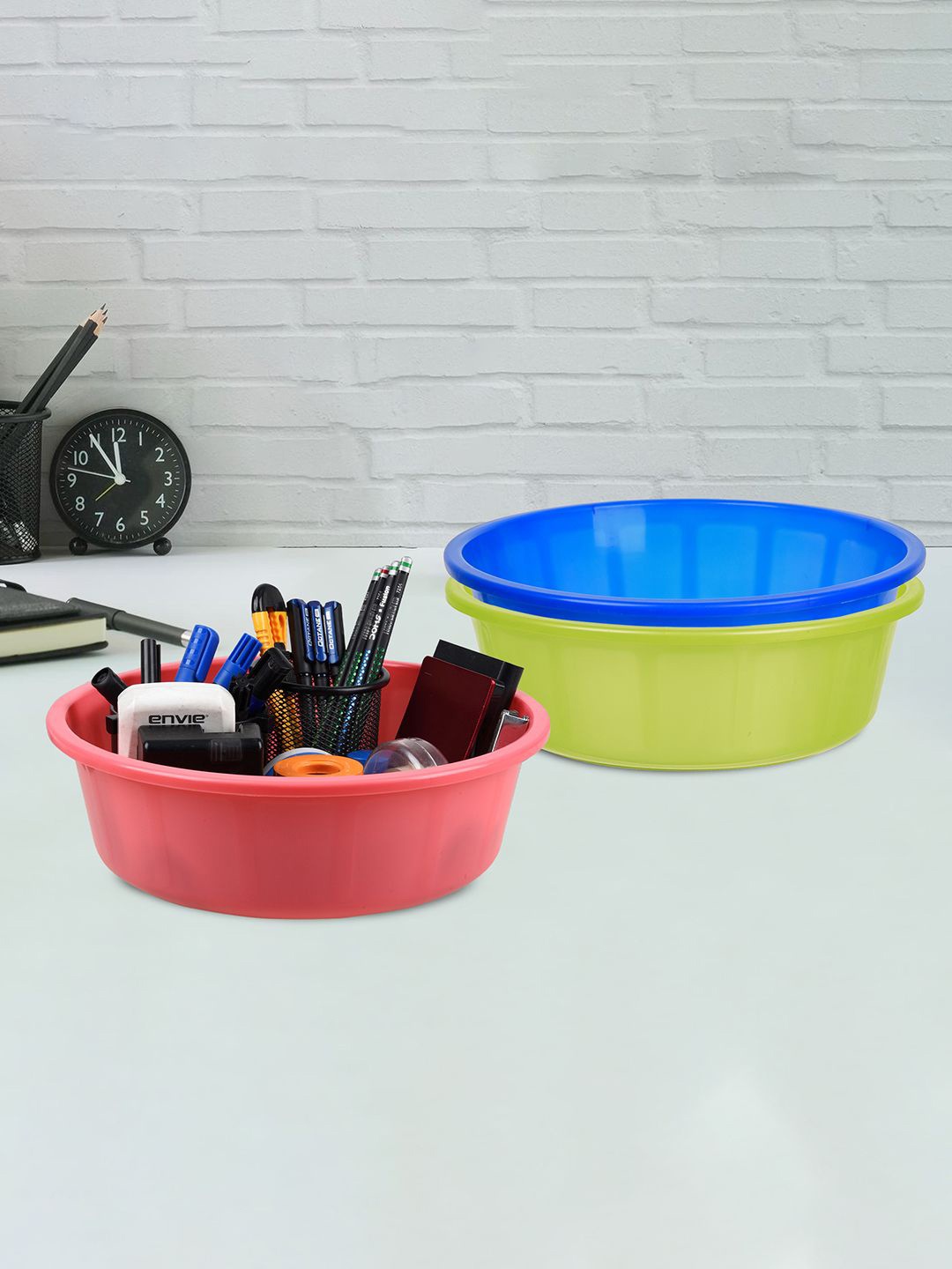

Kuber Industries Green & Blue 3 Pieces Regular Desk Organisers
