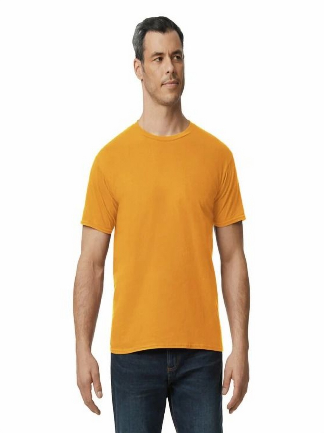 

Gildan Men Solid Round Neck Cotton T-shirt, Mustard