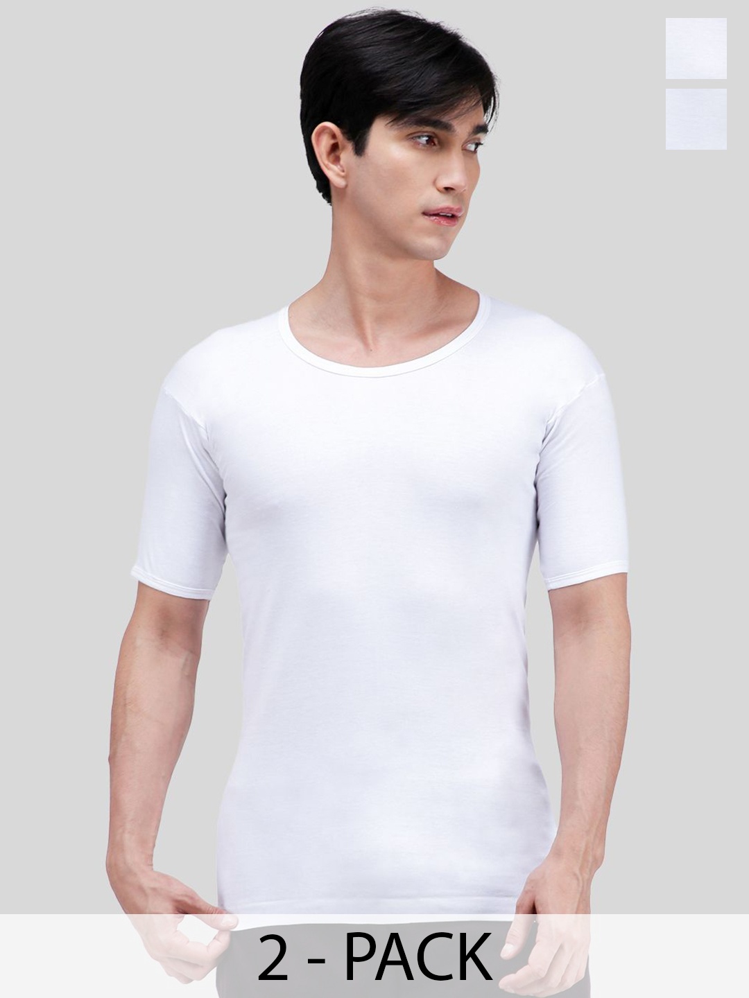 

AMUL COMFY Pack Of 2 Pure Cotton Undershirt Innerwear Vests AC-PLVESTWHTRNS-WHT-XS-2PC, White
