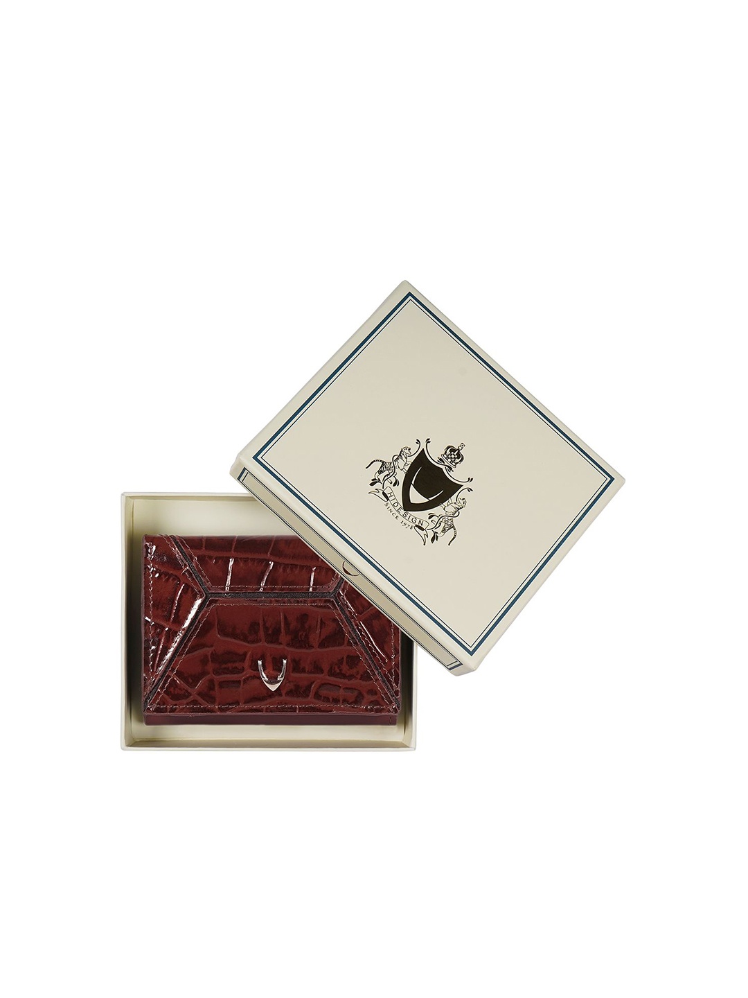 

Hidesign Abstract Textured Foldover Leather Wallet, Red