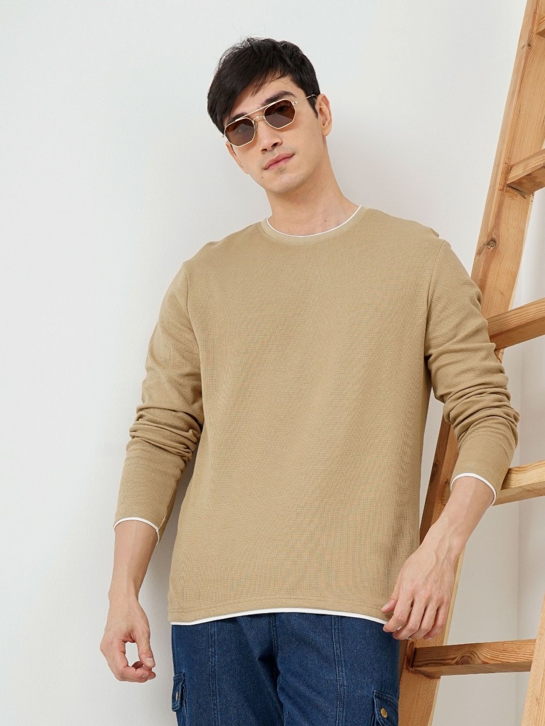 

Genoa Men Solid Round Neck Cotton T-shirt, Olive