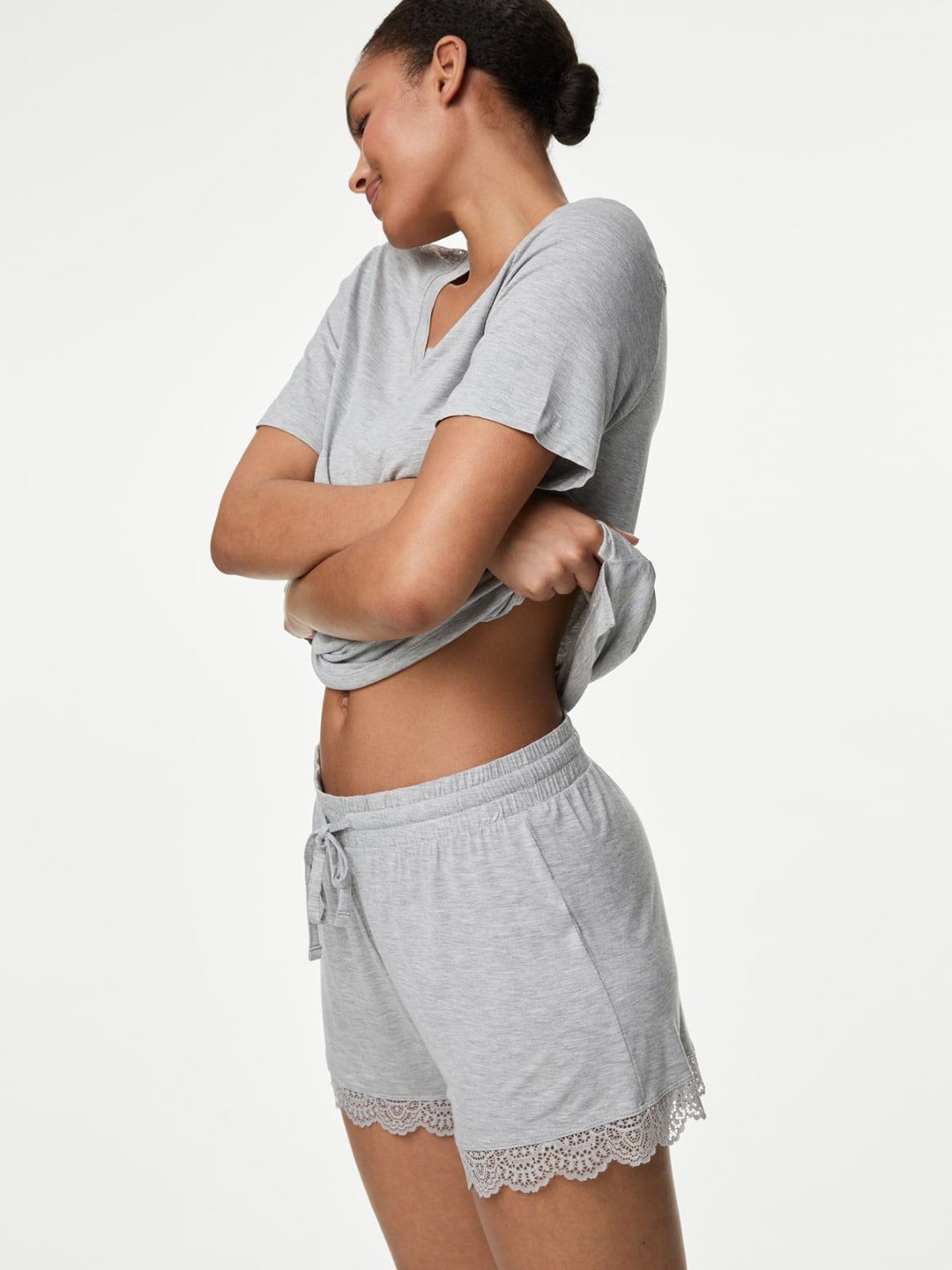 

Marks & Spencer Women High-Rise Shorts, Grey