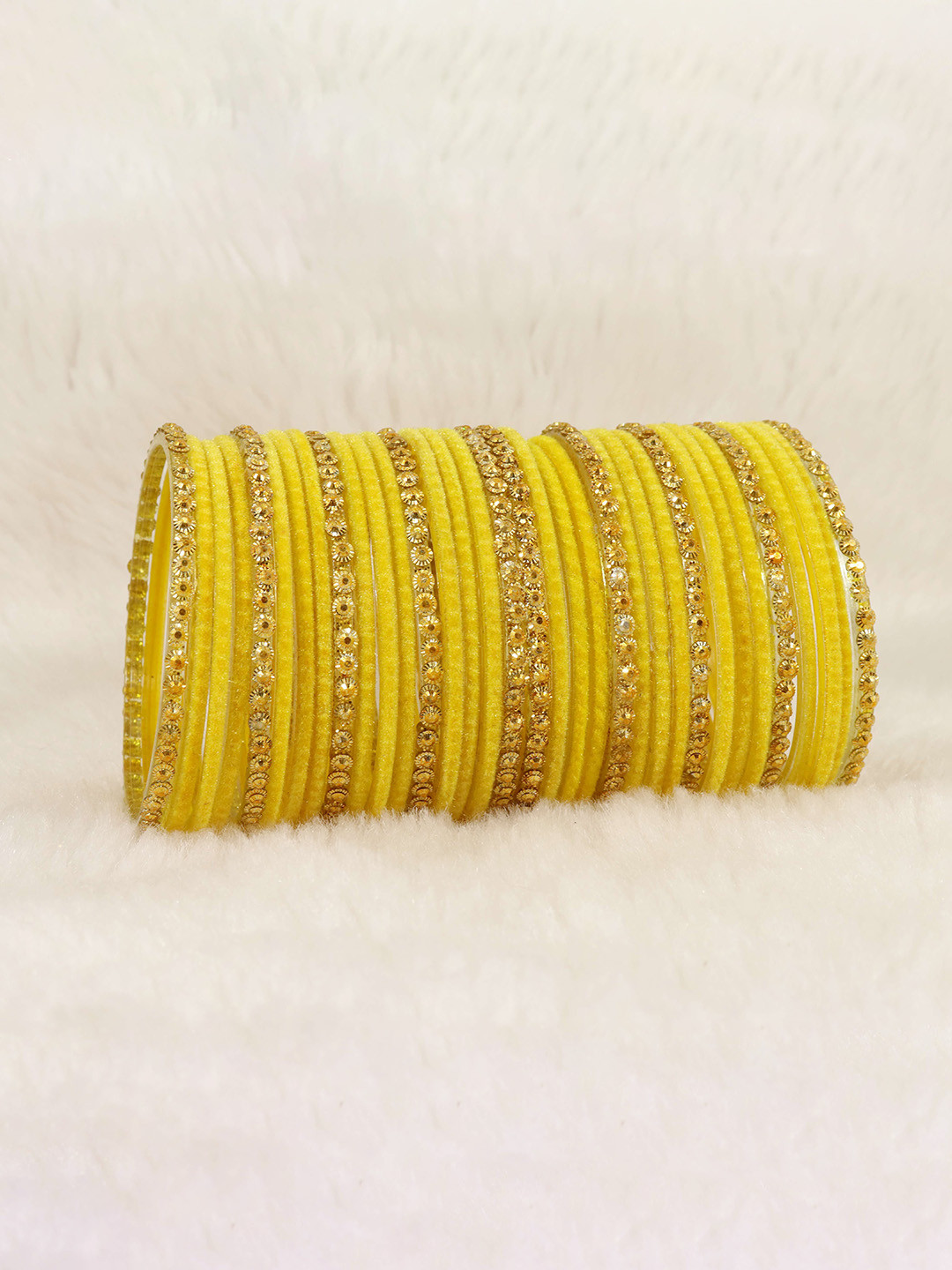 

ZULKA Set Of 34 Beaded Bangles, Yellow