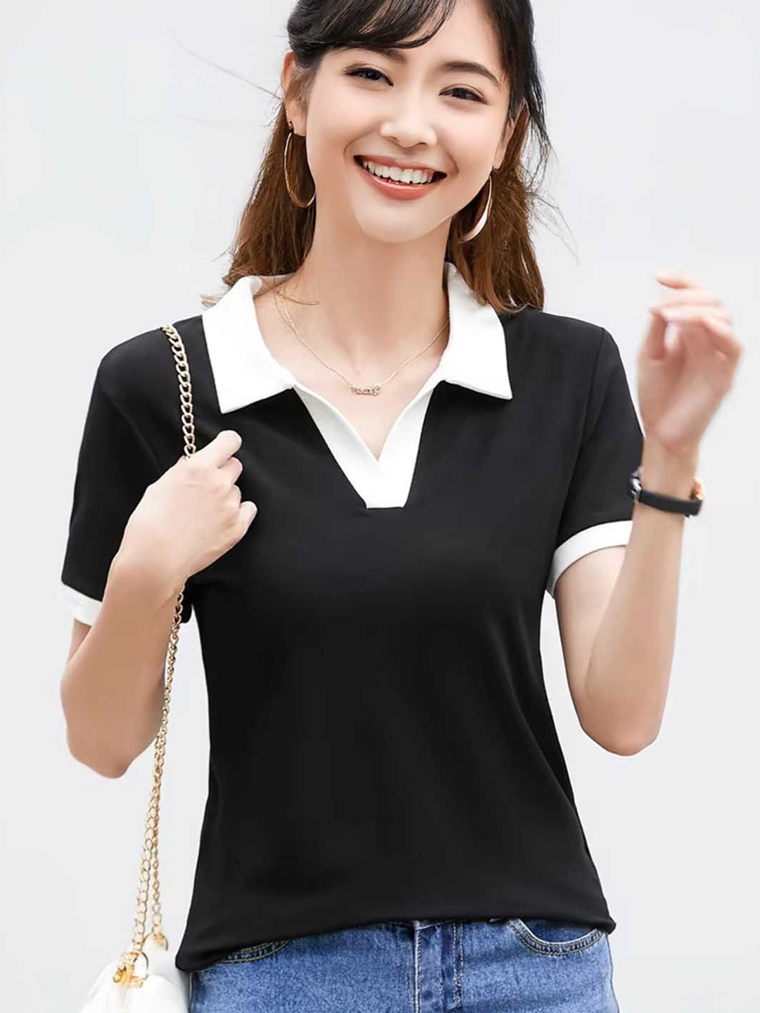 

StyleCast Colourblocked Top, Black