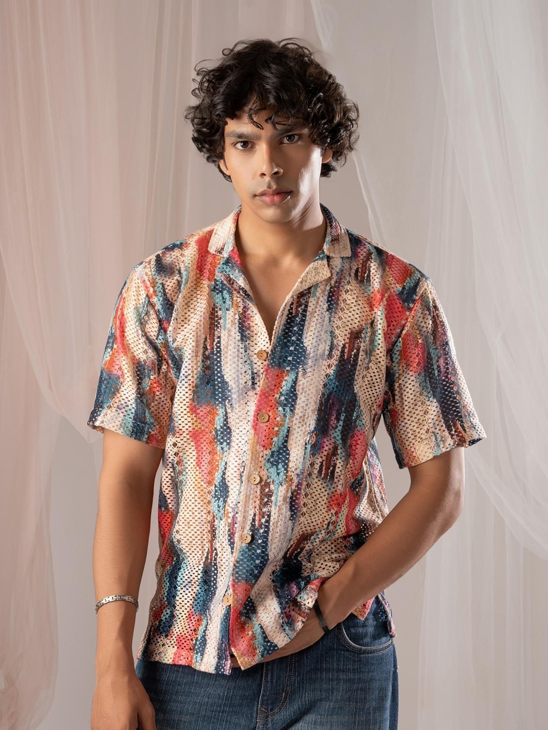 

5 Stitch Men Premium Opaque Casual Shirt, Multi