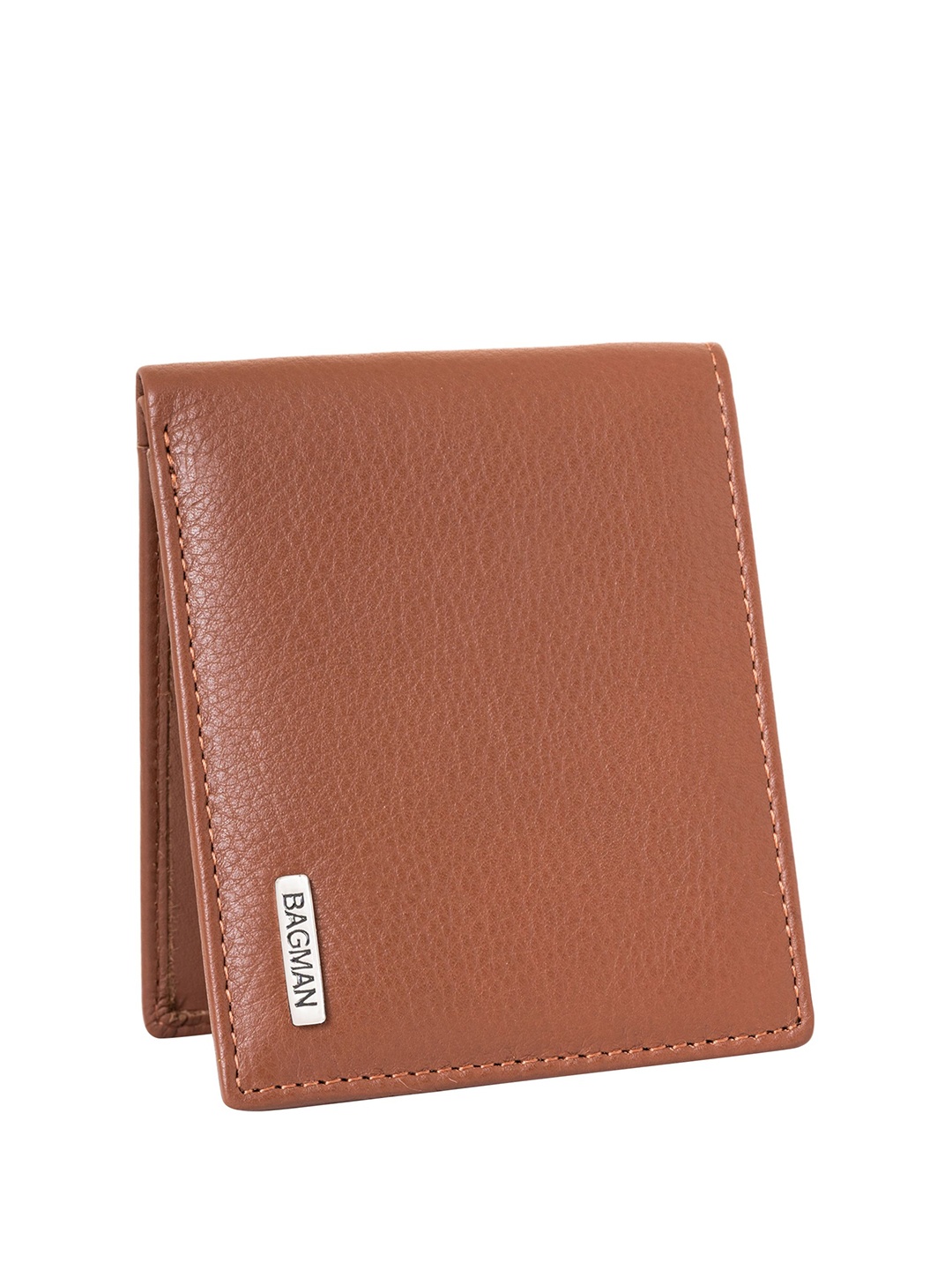 

BAGMAN Men Leather Two Fold Wallet, Tan