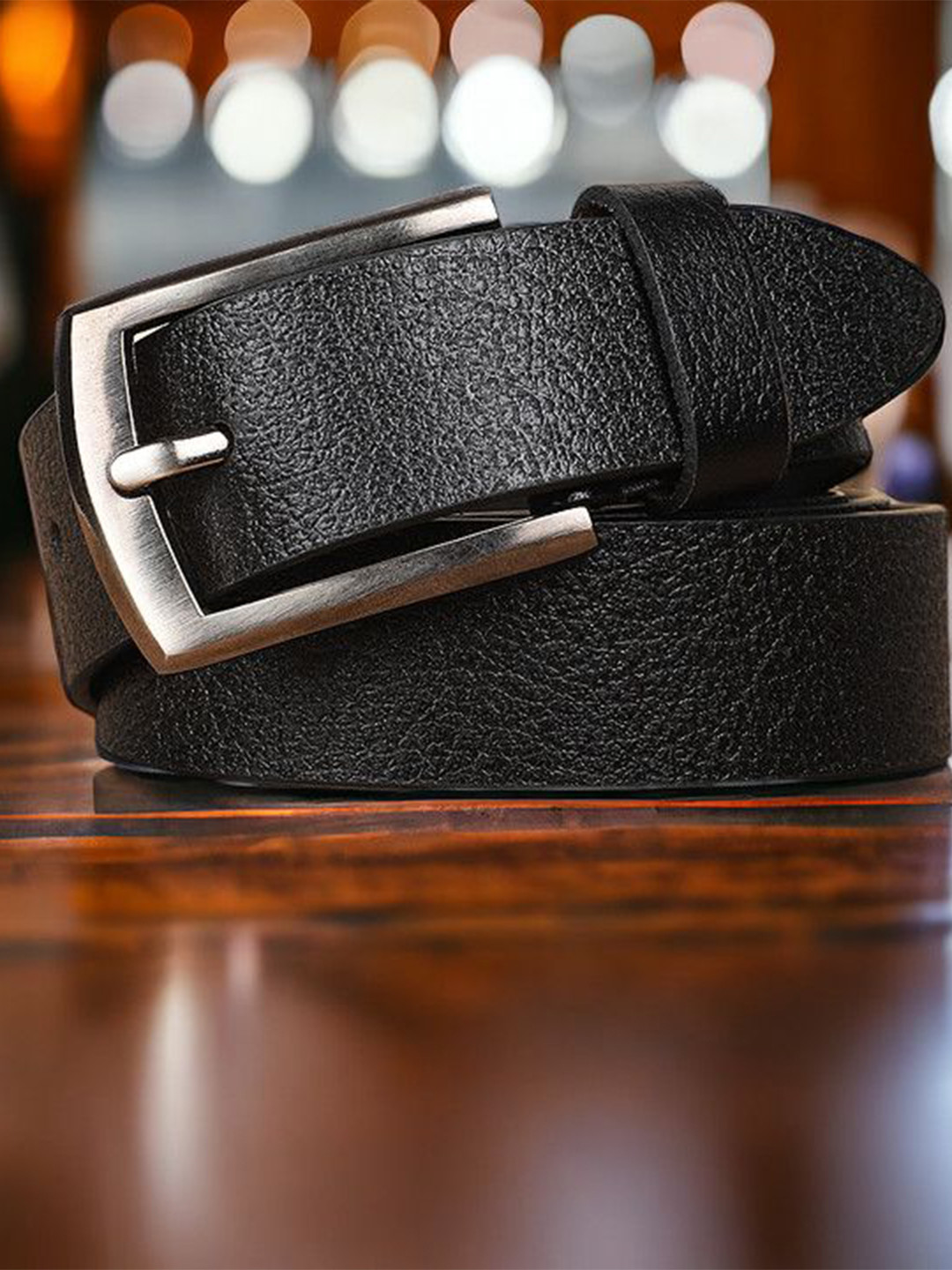 

Metronaut Men Textured Leather Formal Belt, Black
