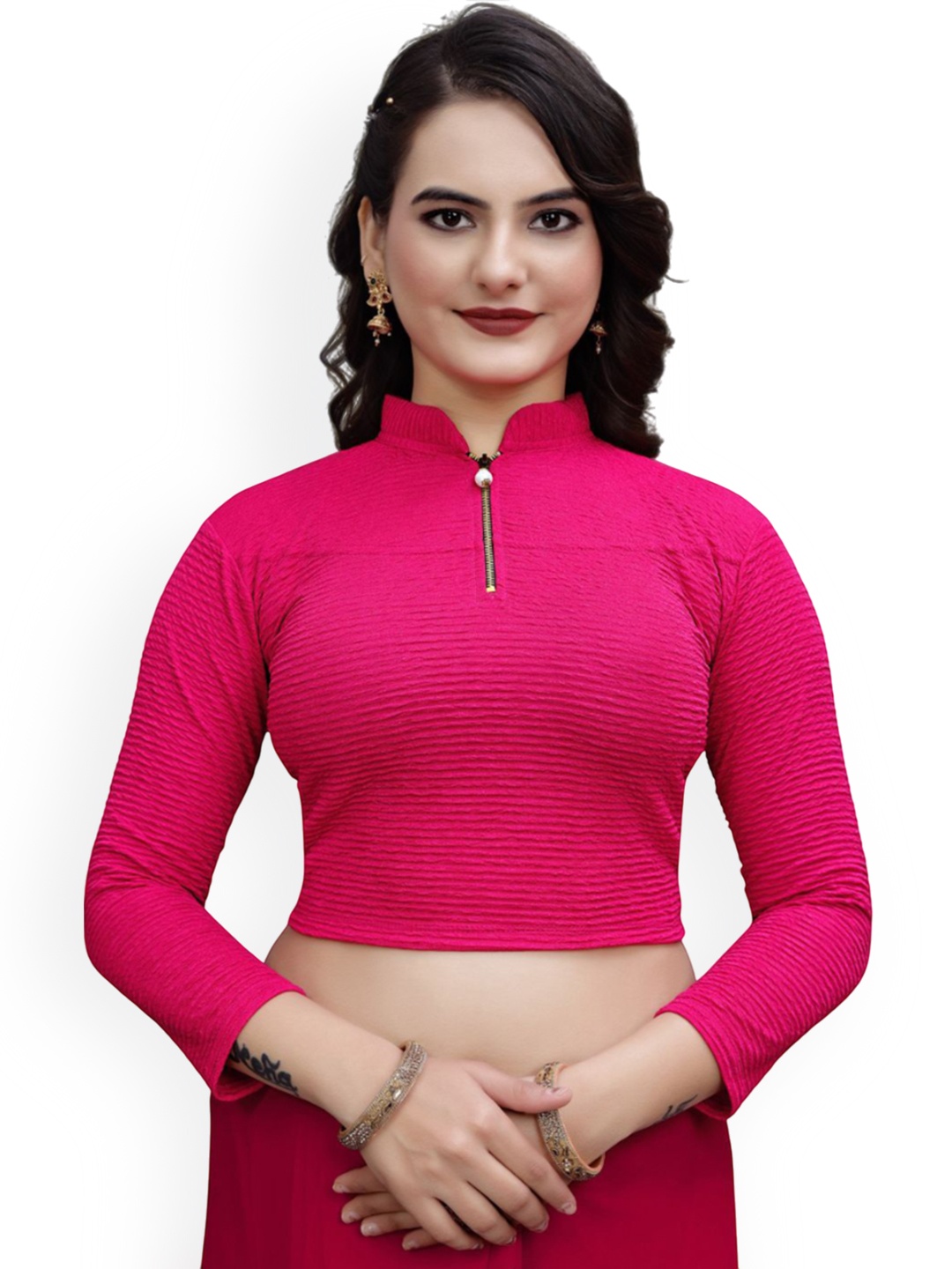 

SS Sanket Synthetics Long Sleeves Saree Blouse, Magenta