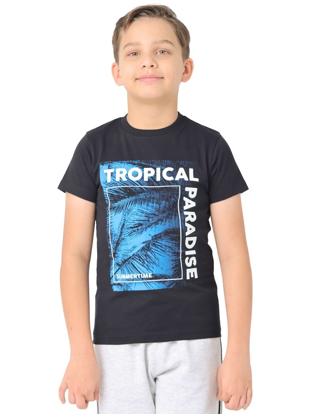 

Nuego Boys Graphic Printed Bio Finish Round Neck Half Sleeve Cotton T-shirt, Black