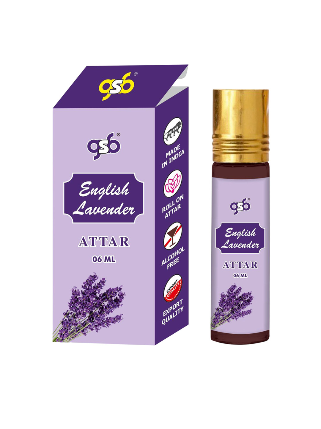 

GSB English Lavender Pure Natural Long Lasting Alcohol Free Attar - 6 ml, Purple