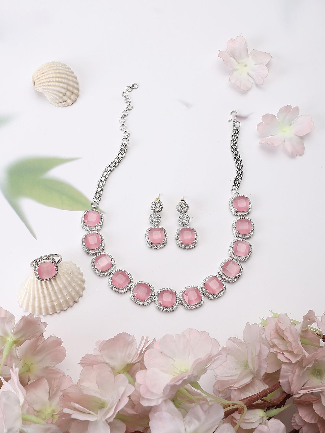 

Anouk Silver Plated Cubic Zirconia Studded Jewellery Set