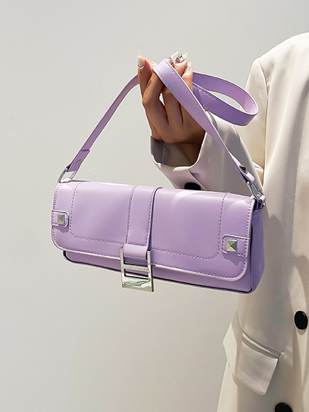 

LULU & SKY PU Structured Handheld Bag, Purple