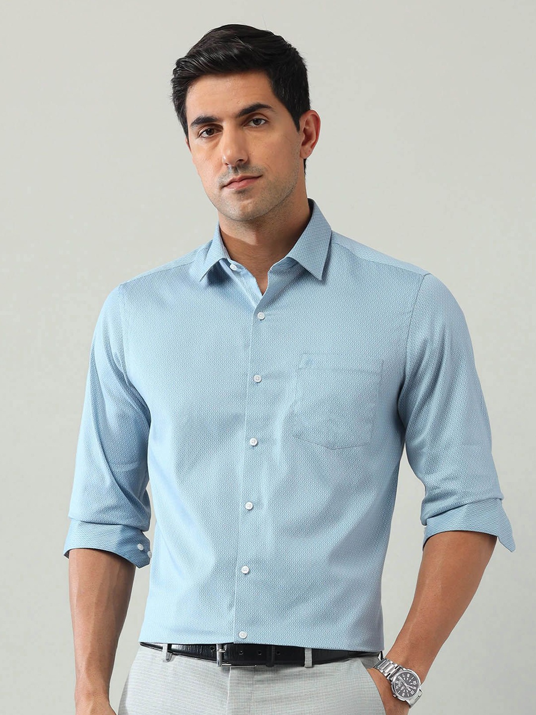

Arrow Men Slim Fit Opaque Printed Formal Shirt, Green