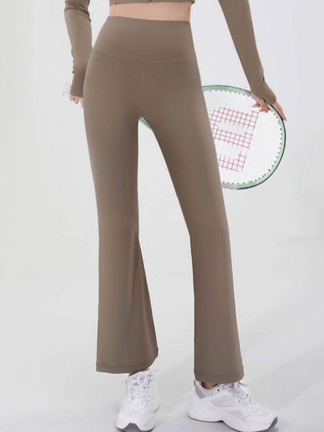 

StyleCast Elasticated High Waist Stretched Flared Tights, Brown