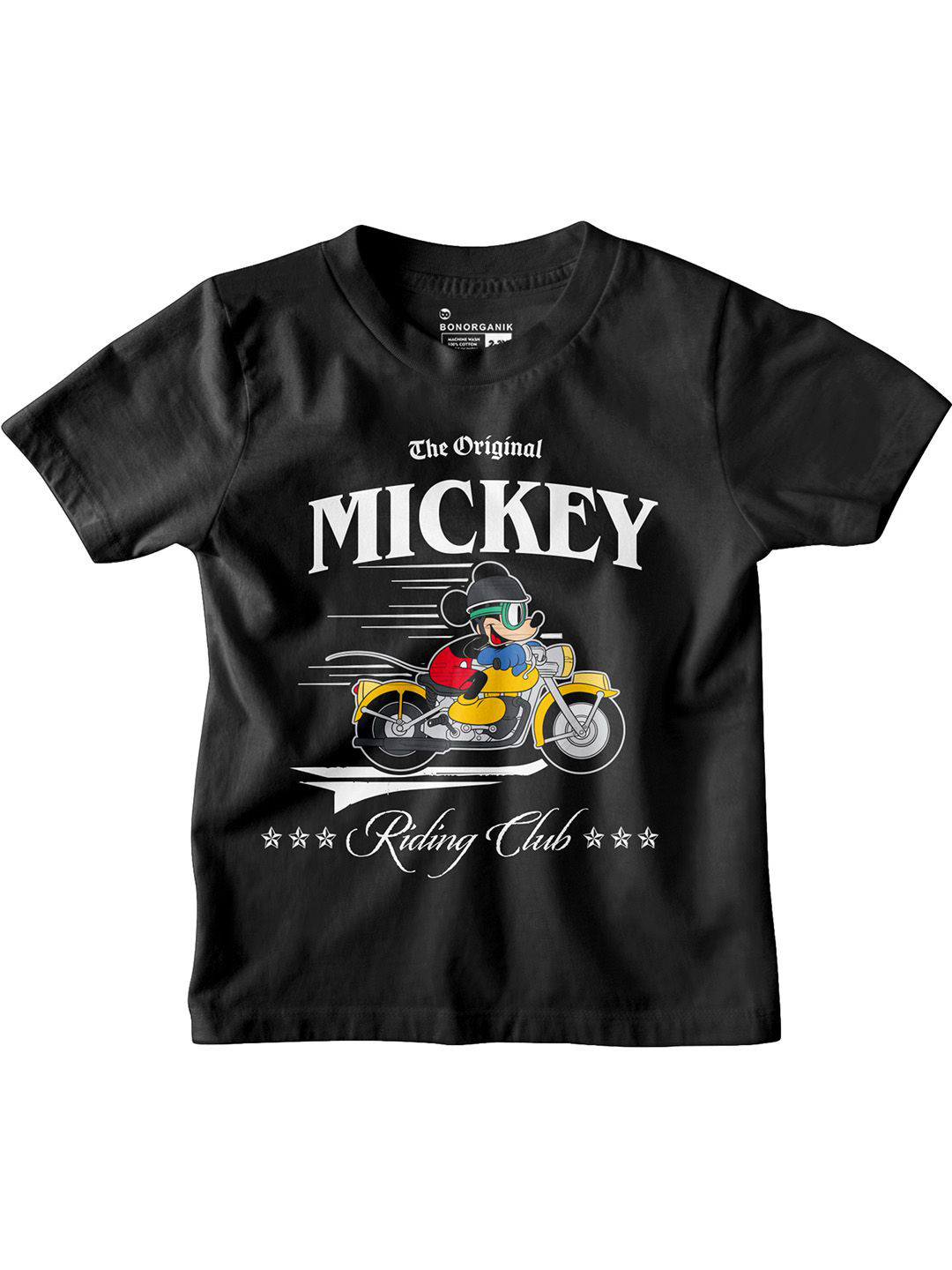 

BonOrganik Boys Mickey Mouse Graphic Printed Round Neck Cotton T-shirt, Black