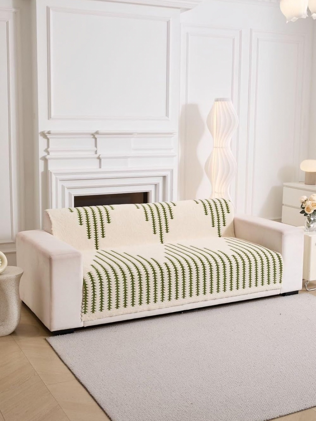 

HomeCloud Green & Cream-Coloured Solid Other 1 Piece Sofa Cover