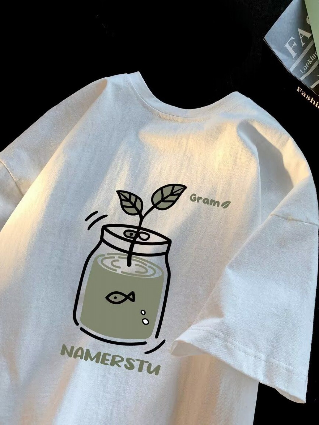 

HERE&NOW Men Floral Printed Round Neck Cotton Relaxed Fit T-shirt, White