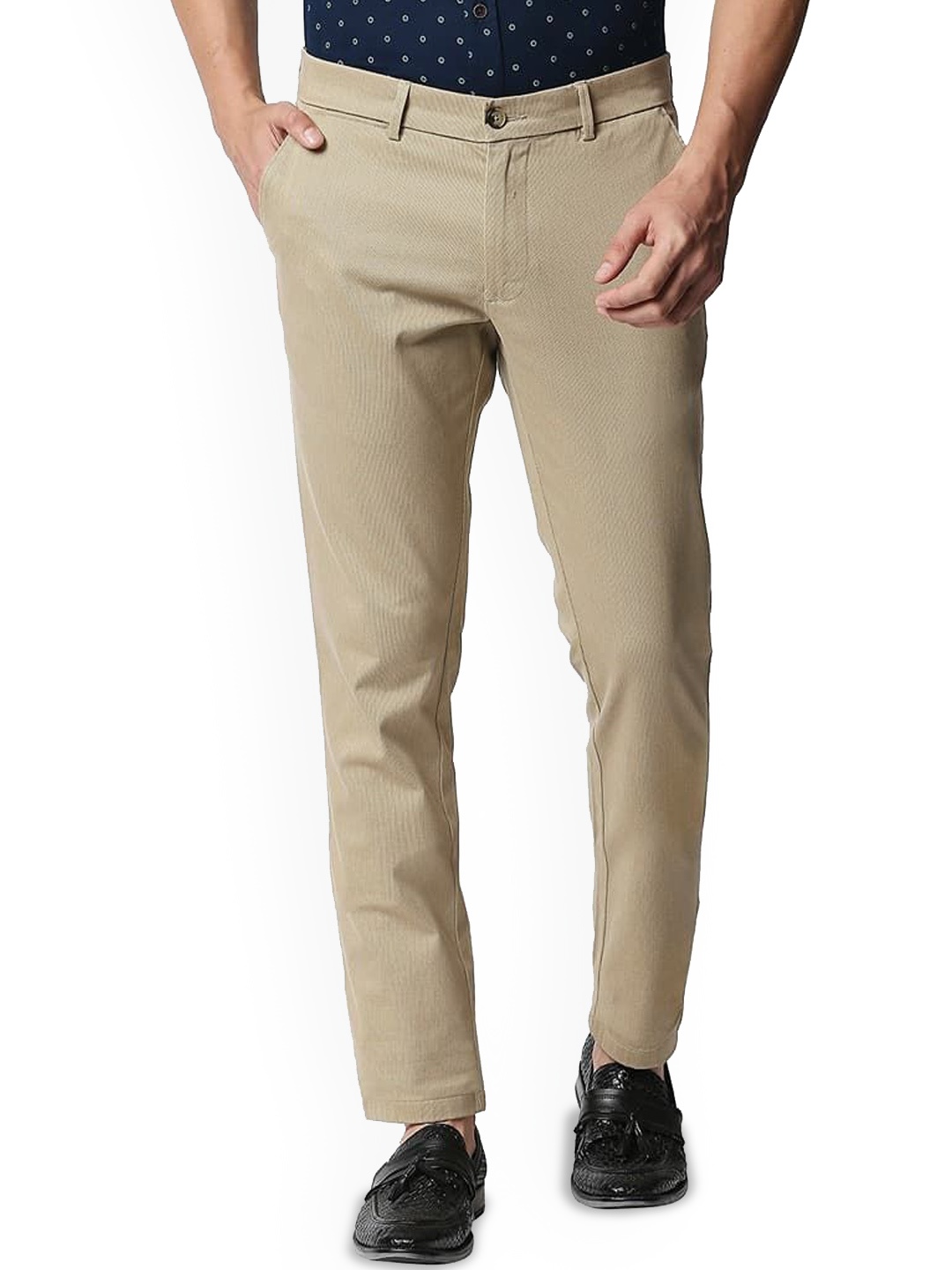 

Basics Men Printed Comfort Trousers, Khaki