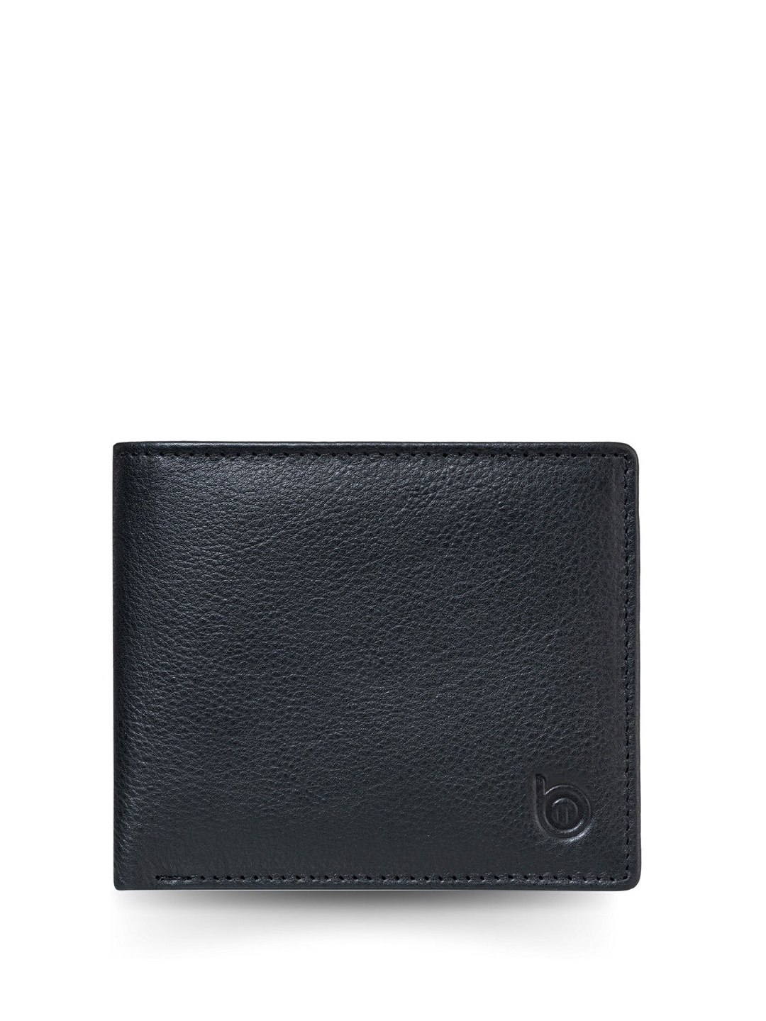 

BAGMAN Men Leather Two Fold Wallet, Black