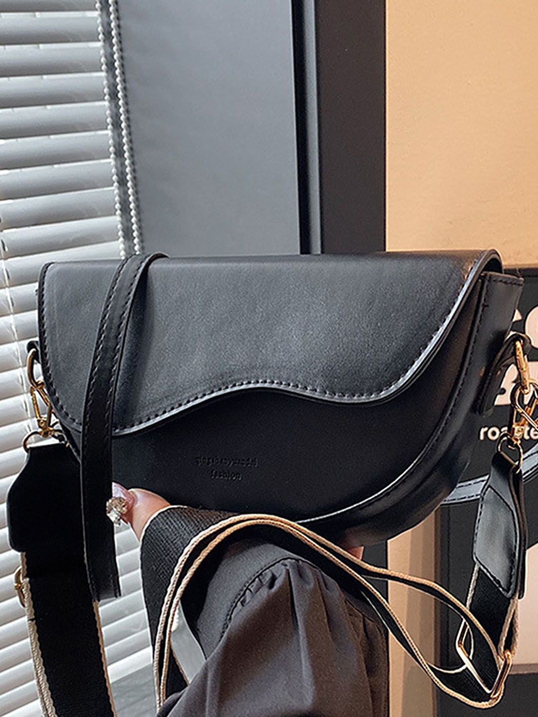 

LULU & SKY PU Structured Handheld Bag with Tasselled, Black