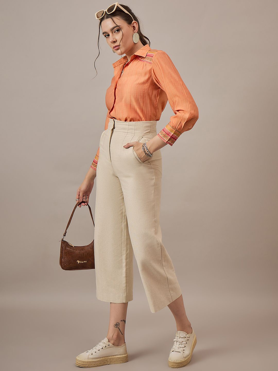 

CORSICA Women Semi Sheer Casual Shirt, Orange