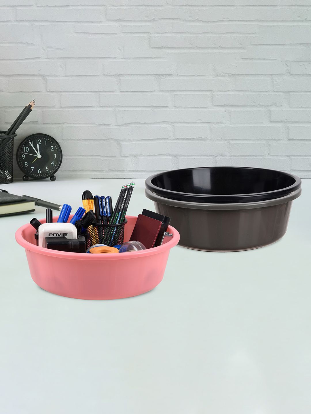 

Kuber Industries Grey and Pink 3 Pieces Desk Organisers