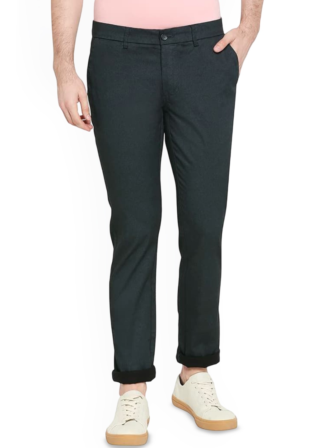 

Basics Men Printed Comfort Trousers, Grey