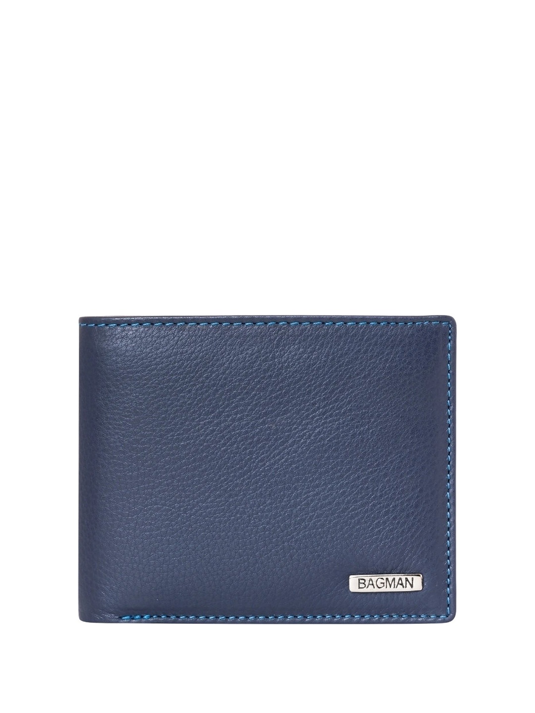 

BAGMAN Men Leather Two Fold Wallet, Blue