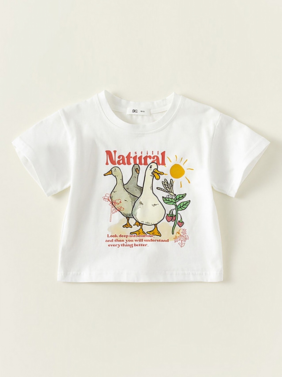 

LULU & SKY Girls Printed Organic Cotton Applique T-shirt, White