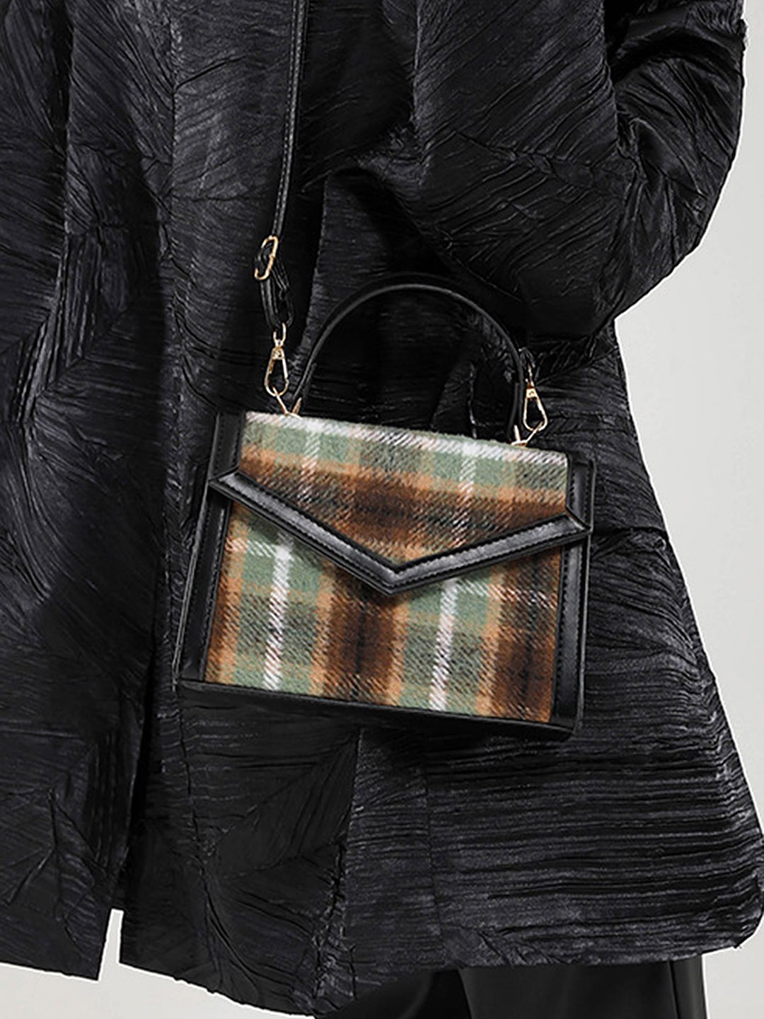 

LULU & SKY Animal Textured PU Structured Handheld Bag, Green