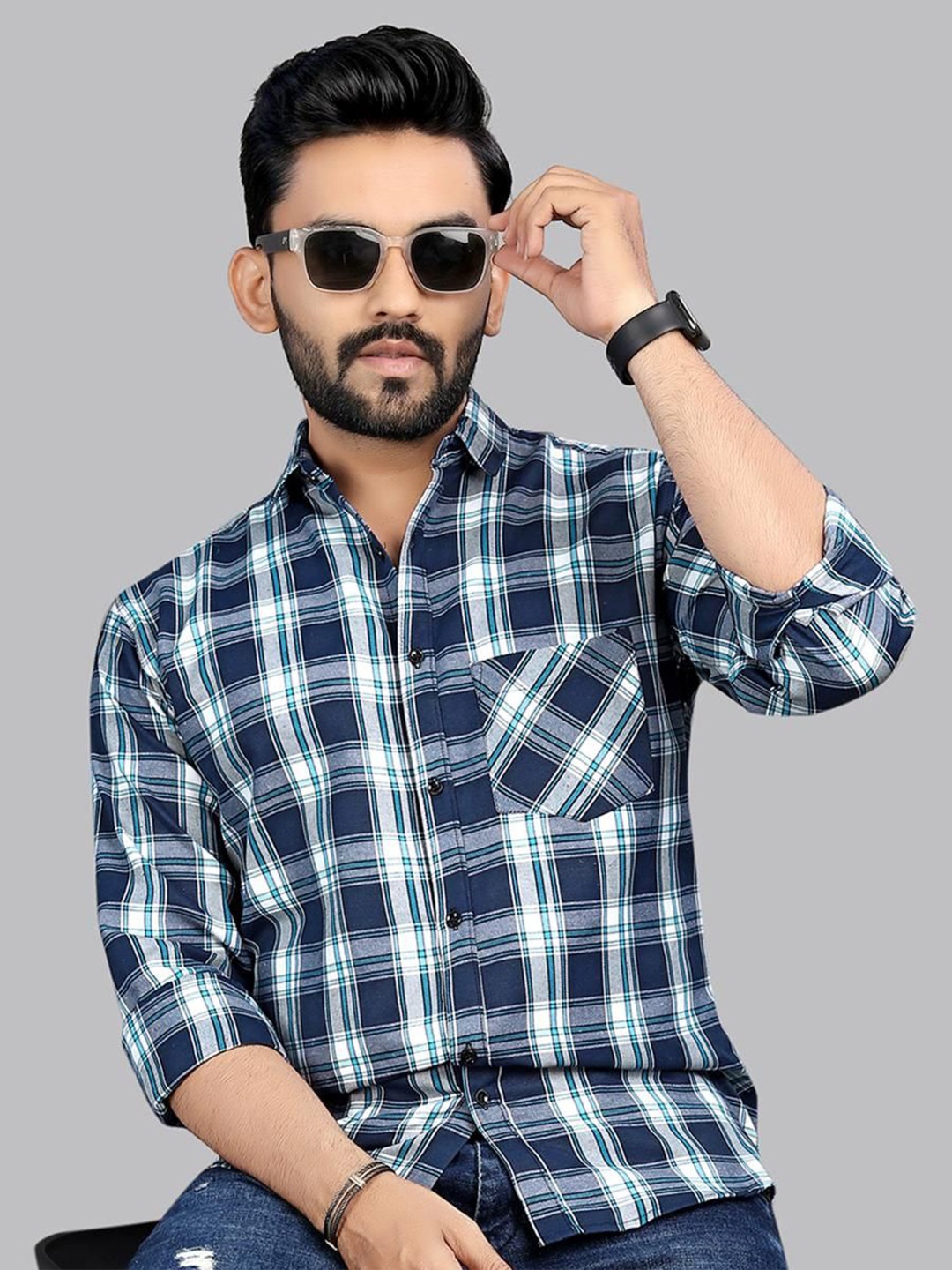 

Moda Rapido Men Classic Tartan Checks Opaque Checked Casual Shirt, Multi