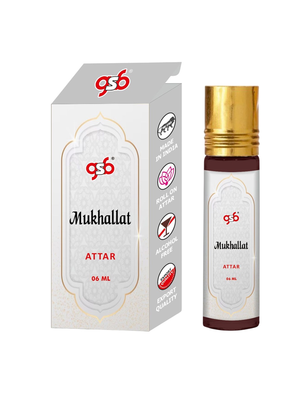 

GSB Mukhallat Long Lasting And Alcohol Free Roll On Attar - 6 ml, Brown