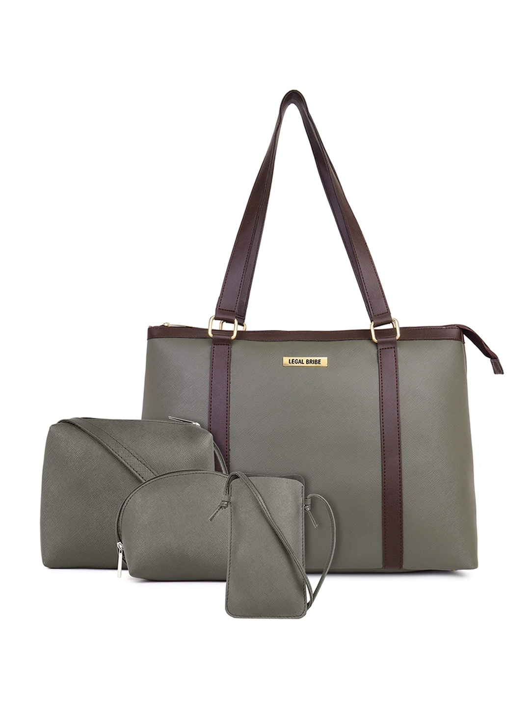 

LEGAL BRIBE Women Solid Structured Tote Bag, Green