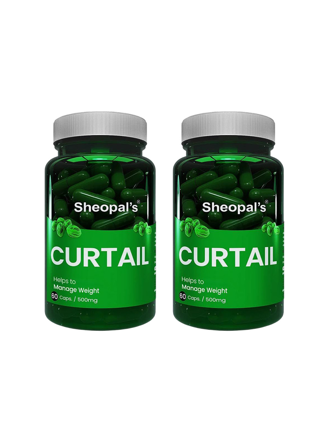 

Sheopal's Set Of 2 Curtail Weight Management - 60 Capsules Each, Green