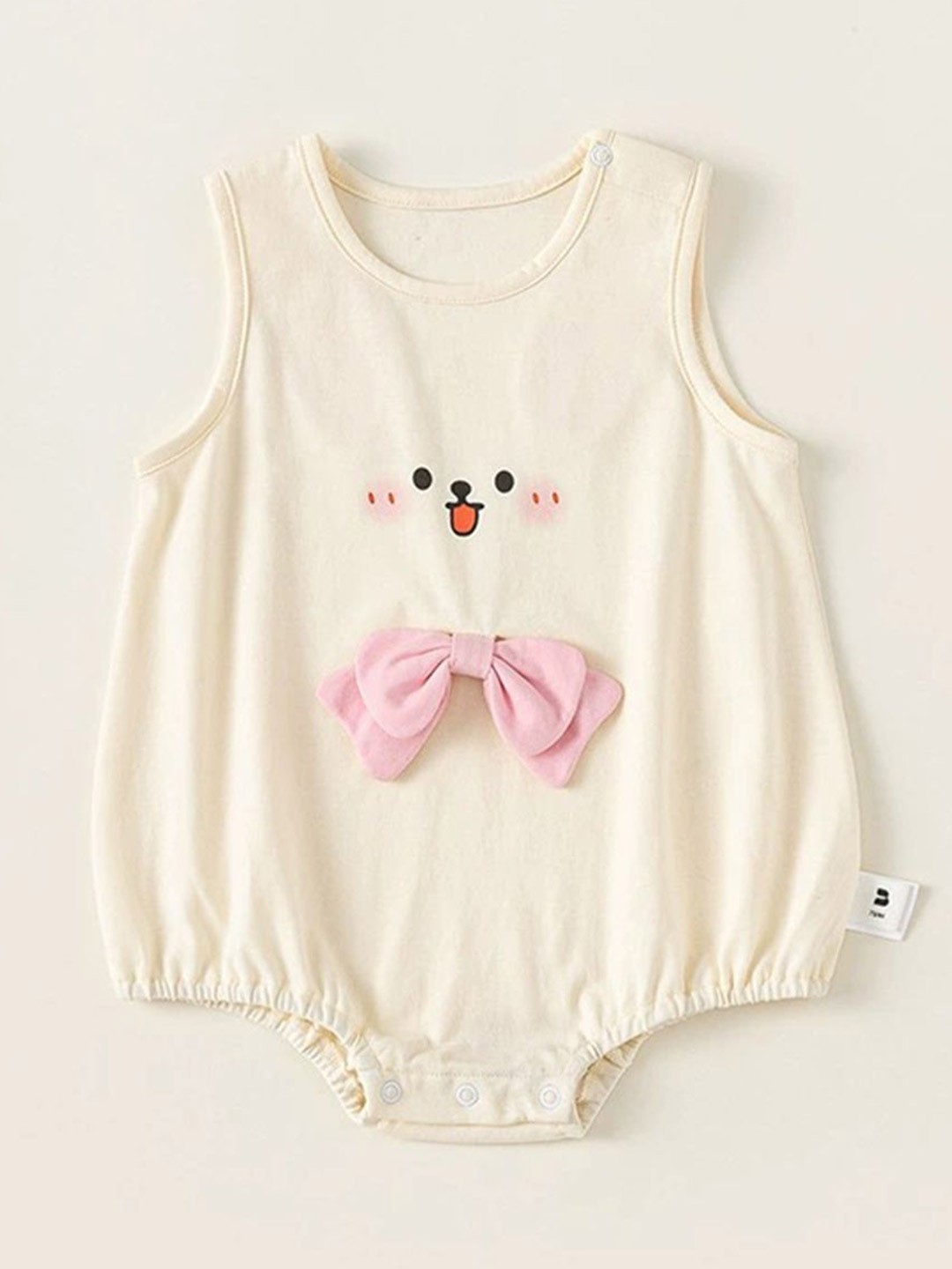 

LULU & SKY Infant Girls Printed Round Neck Bodysuit, Beige