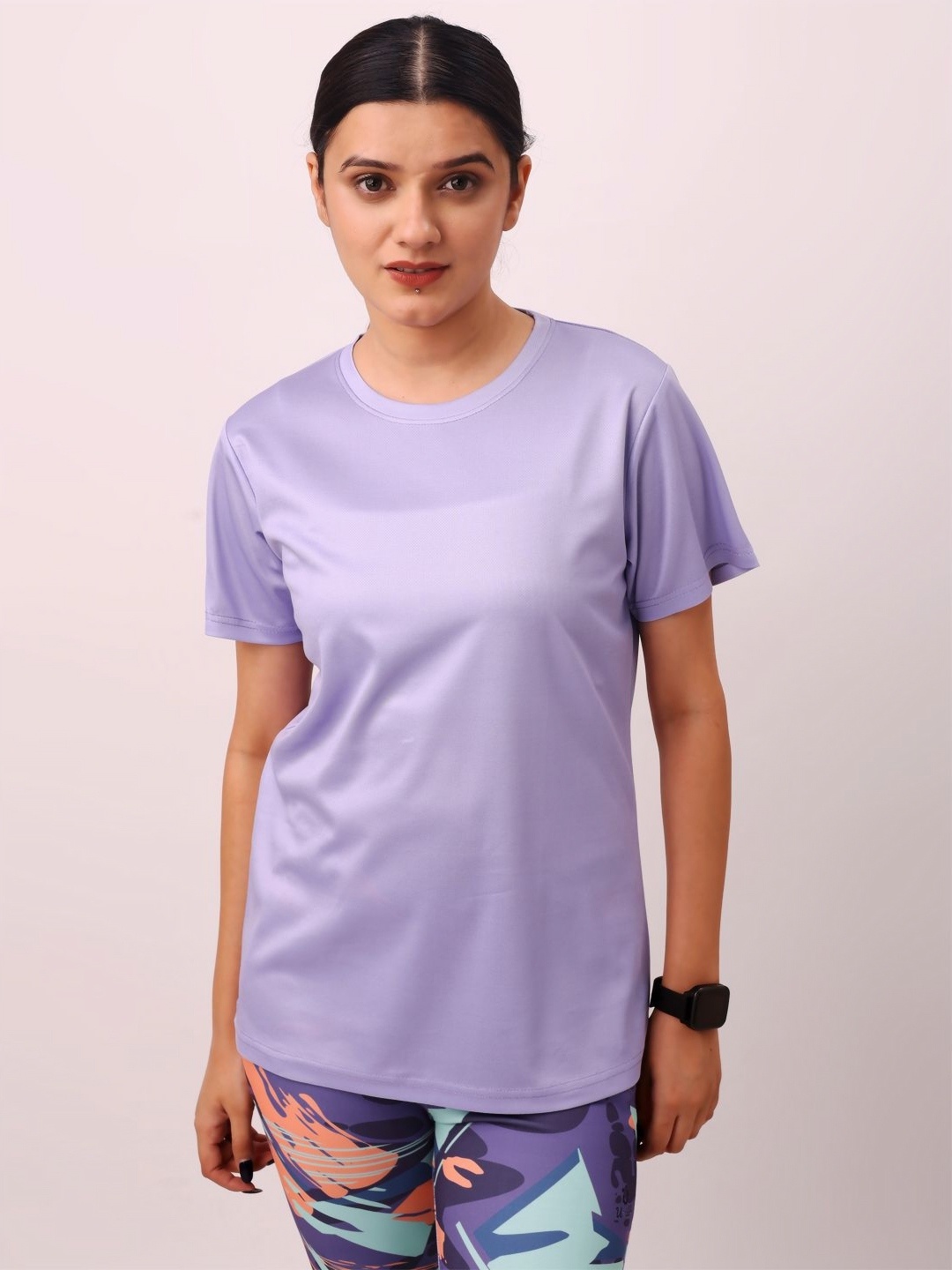 

UMILDO Women Solid Round Neck T-shirt, Lavender