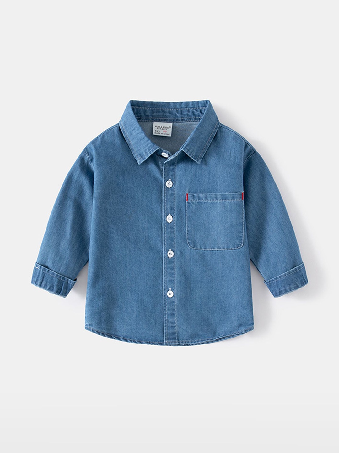 

LULU & SKY Boys Solid Spread Collar Cotton Casual Shirt, Blue