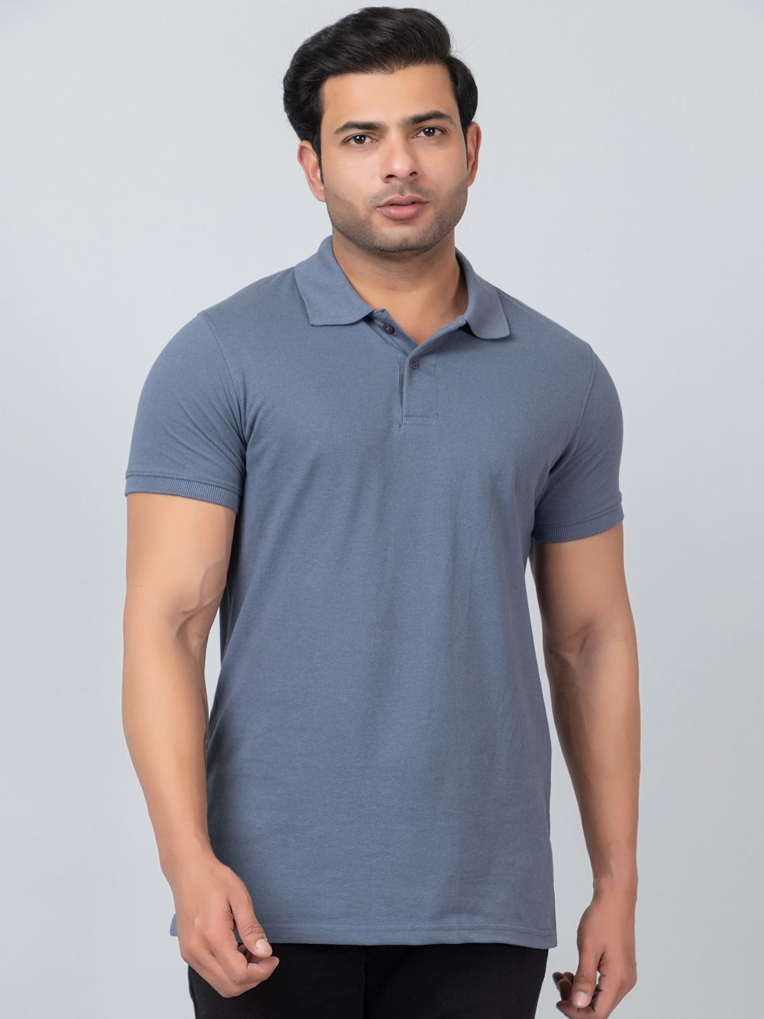 

PYRO SPIRIT Men Solid Polo Collar Cotton T-shirt, Blue