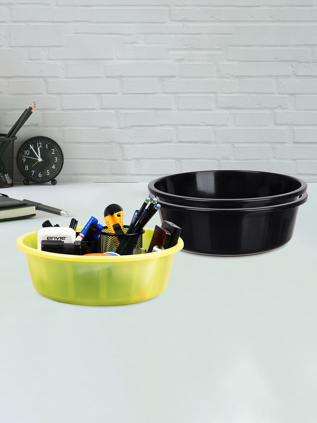 

Kuber Industries Green & Black 3 Pieces Regular Desk Organisers
