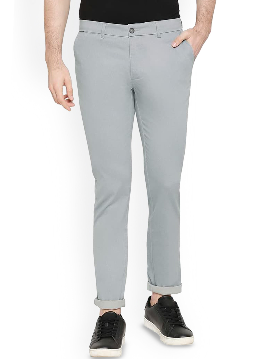

Basics Men Printed Comfort Trousers, Grey