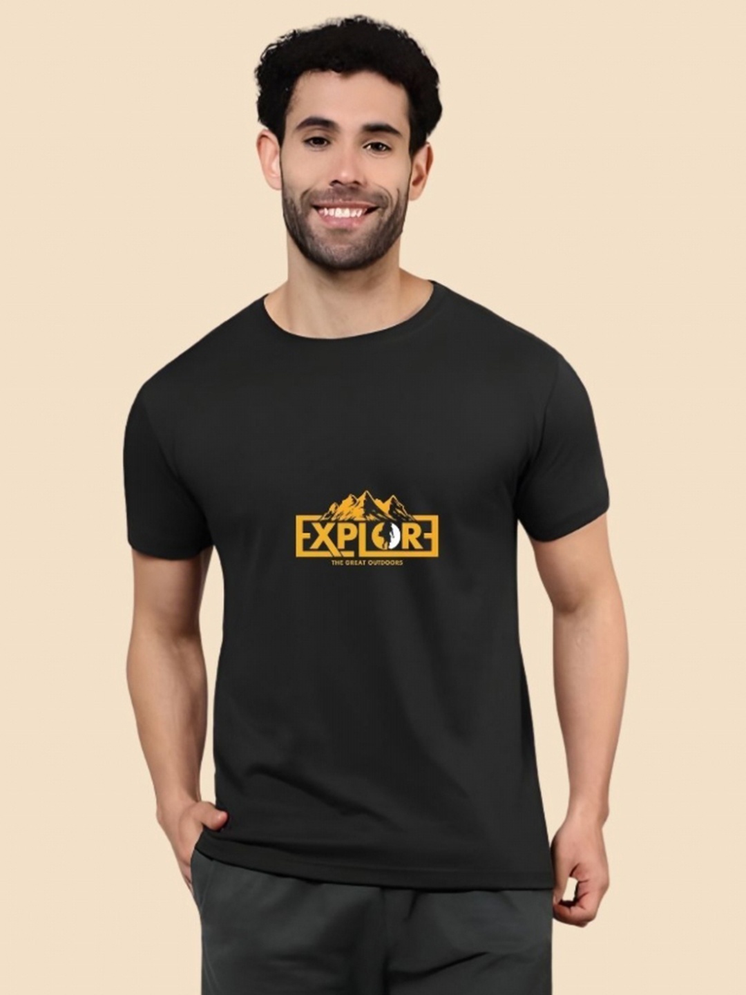 

SZN Men Typography Printed Round Neck Cotton T-shirt, Black