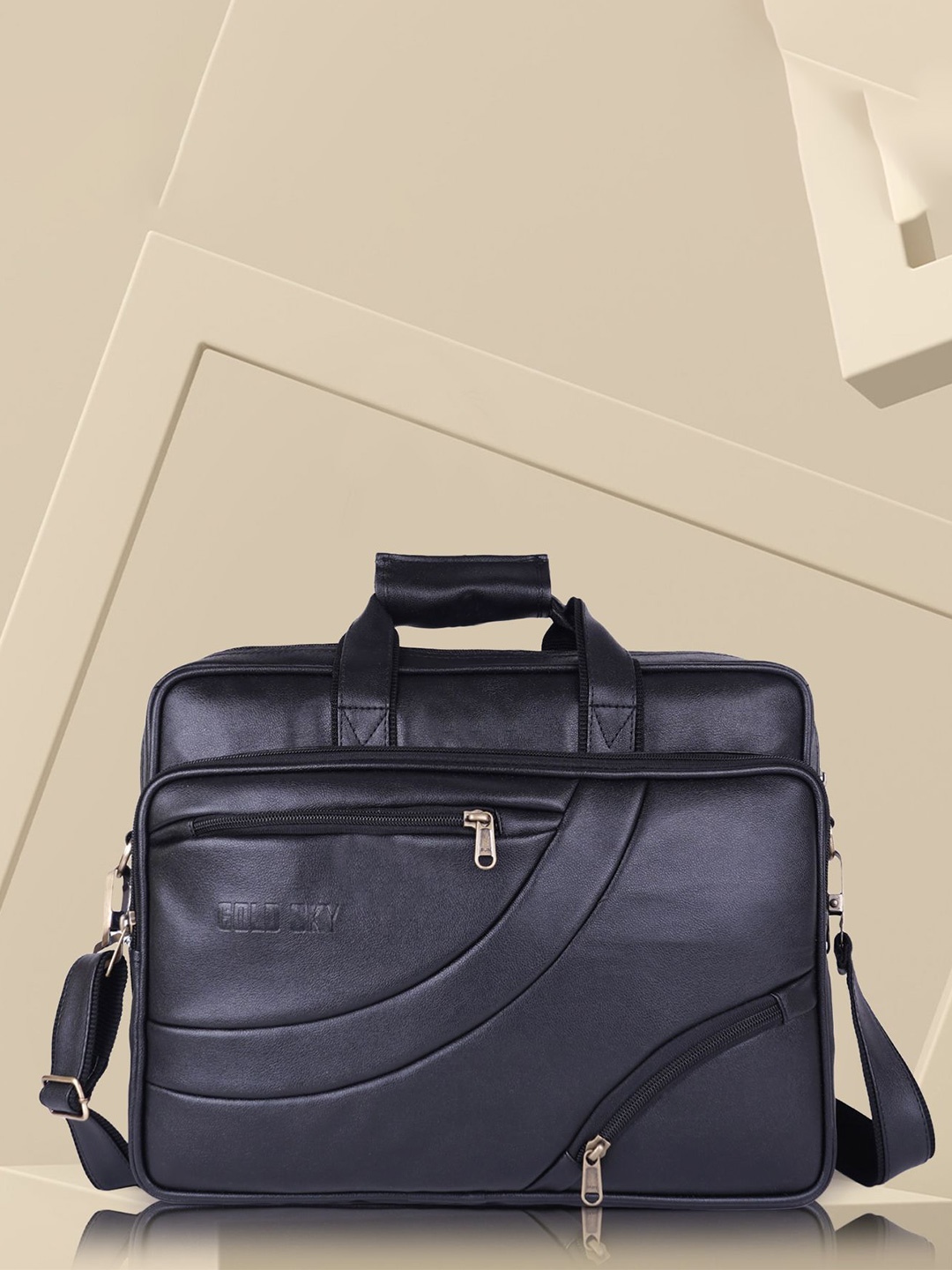 

GOLD SKY Men Textured Messenger Bag, Black